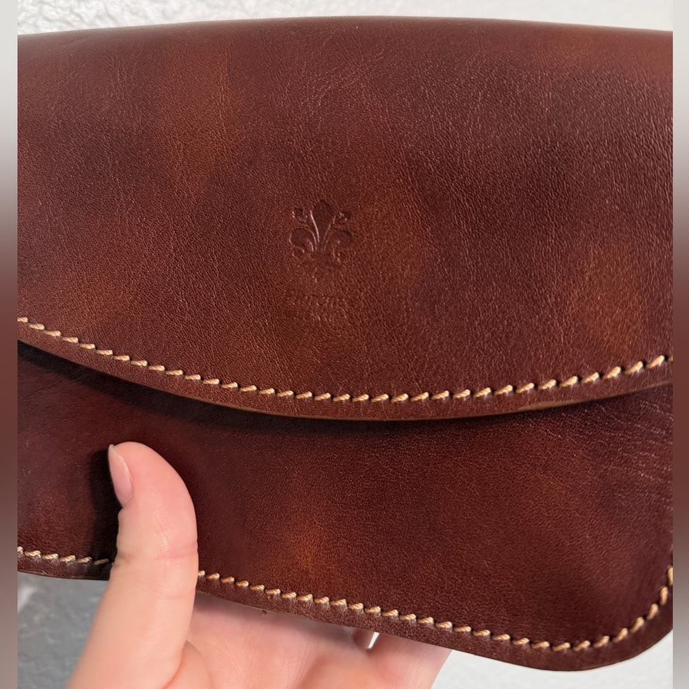 Florence Made In Italy Brown Leather Small Pocket Crossbody Bag/Purse - Picture 3 of 11
